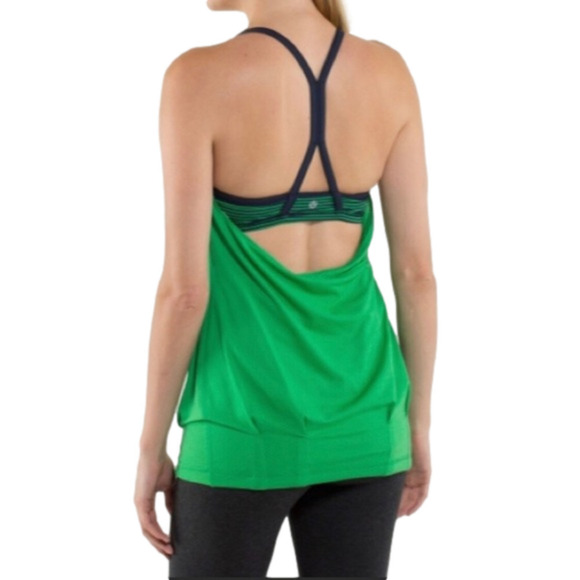 Lululemon CYB Racerback Tank Top in Hyper Stripe Green Bean/Inkwell - Size 2 - Picture 2 of 7